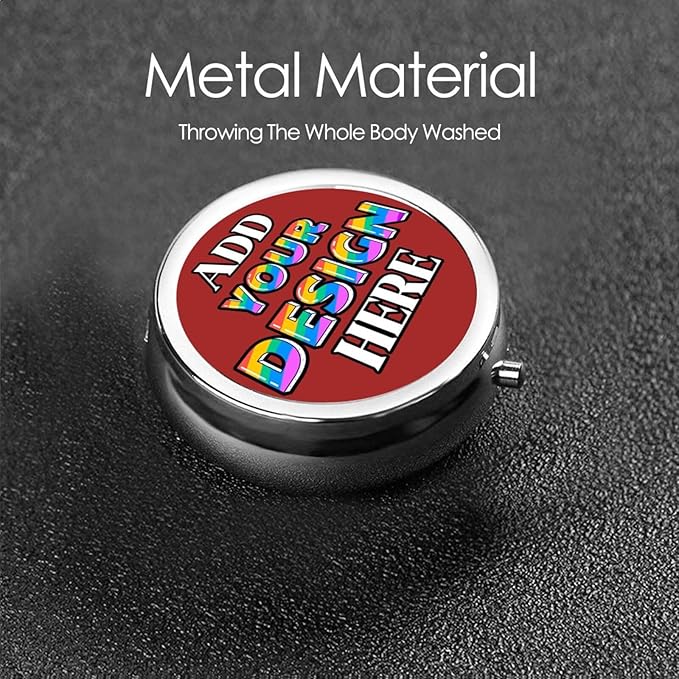 Custom Pill Box, Medicine Pill Organizer Case Container Travel Pill Holder Vitamin for Purse Med Wallet Portable Mini Pastillero Round, Brown, Personalized Gifts