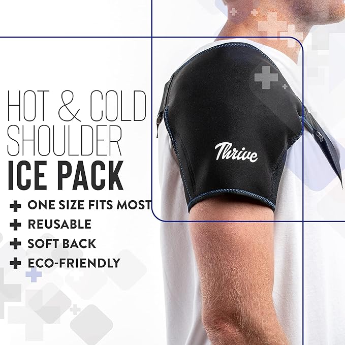 Thrive Shoulder Ice Pack Rotator Cuff Cold Therapy - FSA HSA Reusable Shoulder Compression Sleeve Hot and Cold Pack for Pain Relief and Rotator Cuff Injuries, Bursitis and Swelling