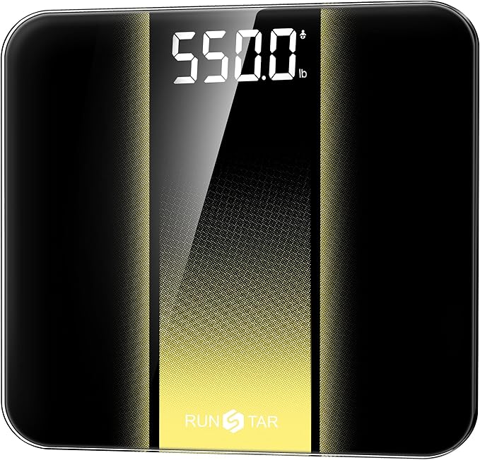 RunStar Scale for Body Weight 550lbs, 13-Inch Digital Bathroom Scale with Baby & Pet Mode, Extra-Large Bright LED Display, 8mm Tempered Glass for Accurate and Durable