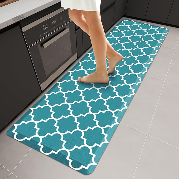 WISELIFE Anti Fatigue Floor Mat - 4/5 Inch Thick Kitchen Mat Non Slip Waterproof Heavy Duty Ergonomic Comfort Mat Durable for Home, Office, Sink, Laundry,(22" x 72", Green)