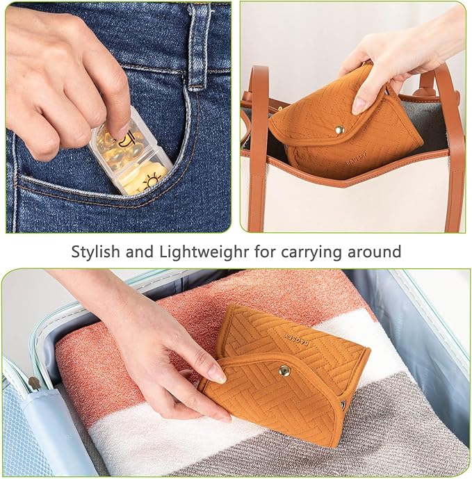 BAGSFY Weekly Pill Organizer 3 Times a Day in a Cute Fabric Pill Case, Medicine Pill Organizer, Pill Box, Portable Travel Pill Case, Pill Container for Medication, Vitamins, Fish Oils, Supplements