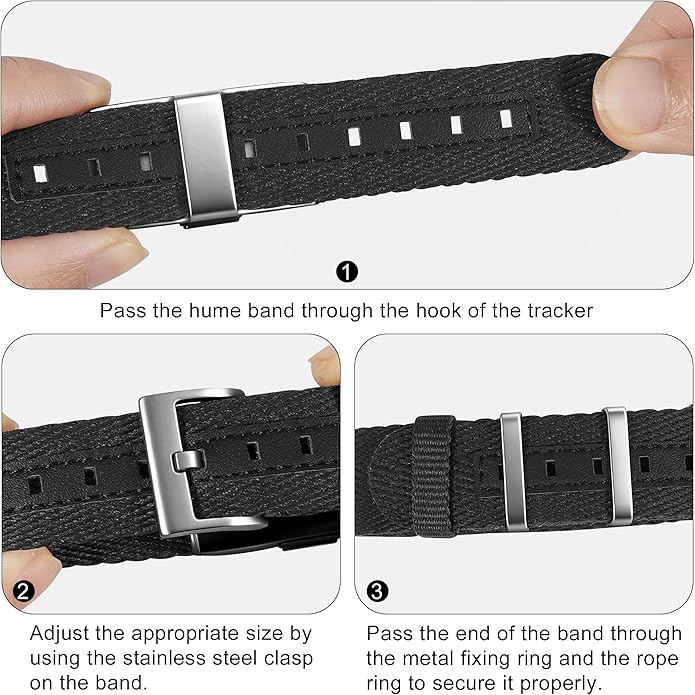 Nylon Leather Compatible with Hume Band Replacement,Adjustable Clasp Buckle & Loop Closure for Secure,Sport Lightweight Fabric Strap for Hume Health Band Fitness Tracker Women Men