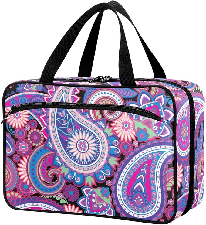 Naanle Pill Organizer Bag Travel Pill Bottle Medicine Organizer Home Storage Medication Bag for Vitamin Supplements, Traditional Paisley Flowers Empty First Aid Bag for Car Camping, 1.0 Count