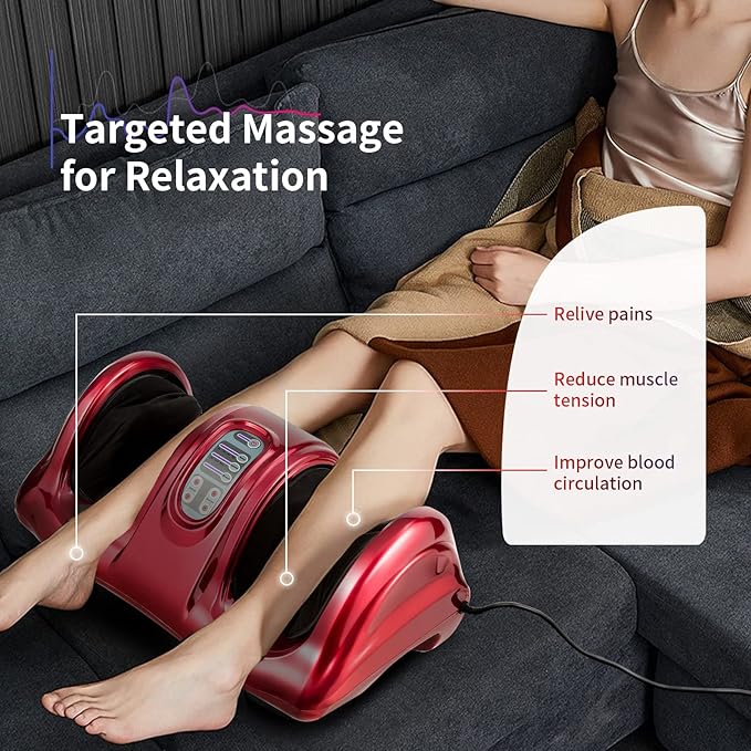 Giantex Shiatsu Foot Massager Machine for Feet, Leg Calf Ankle, Nerve Pain Therapy Spa Gift Deep Kneading Rolling Massage, Electric Shiatsu Foot Massager w/Remote, 4 Modes, Red