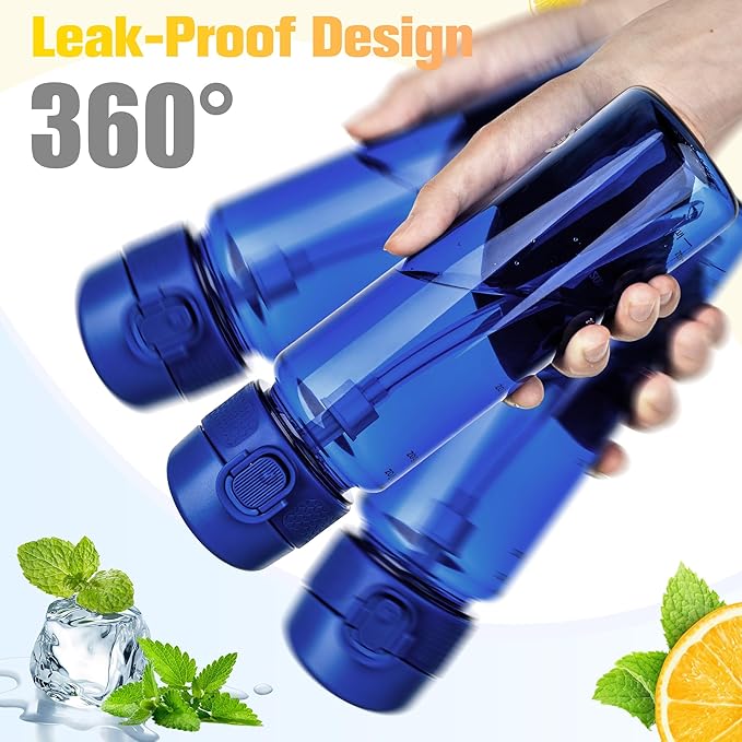 GOPPUS 17oz Kids Water Bottle for School -Straw, Leak-Proof Tritan Sports Bottle Time Marker Reusable for Girls Boys