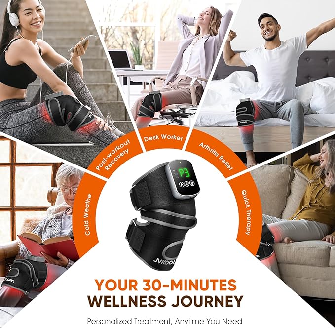 Knee Massager with Heating and Red Light Therapy: Infrared Light Therapy Vibration Moodes Knee Brace for Women - Muscle Relaxation Joint Care Pain Relief - Ideal Gifts for Active Men(Grey)
