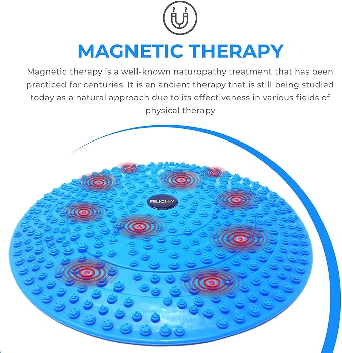 Daiwa Felicity Foot Massager Mat - Reflexology Mat with Magnetic Therapy Acupressure Disc - Ergonomic Acupressure Mat for Feet Relaxation, Pressure Point Pad - (Blue)