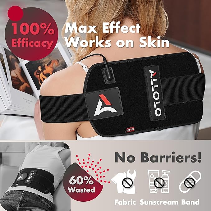 ALLOLO Red Light Therapy for Body, 3-in-1 LED Bead Red Light Therapy Belt with Timer Remote Control, 12.6"*6.3" 660nm&850nm Infrared Light Therapy for Body Back Waist Shoulder Knee Joint (Corded)