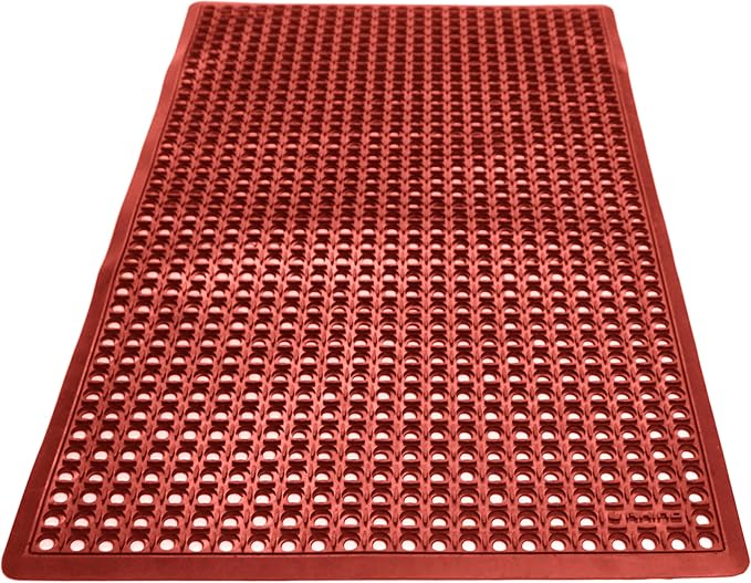 Rhino Mats, B-Series Anti-Fatigue Drain-Thru, Grease Proof, Non-Slip Drainage Floor Mat for Restaurant, Kitchen, Pool, Car Wash, Lab, Gyms, Workplace, Docks or Anywhere (Terra Cotta, 3' x 5' x 3/4")