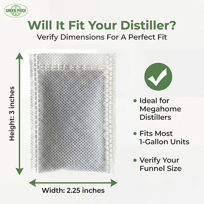 Green Piece® Activated Charcoal Water Filter Replacements (Made in USA) - Great for Megahome and Other Countertop Water Distillers - Pack of 36 - Deluxe Version