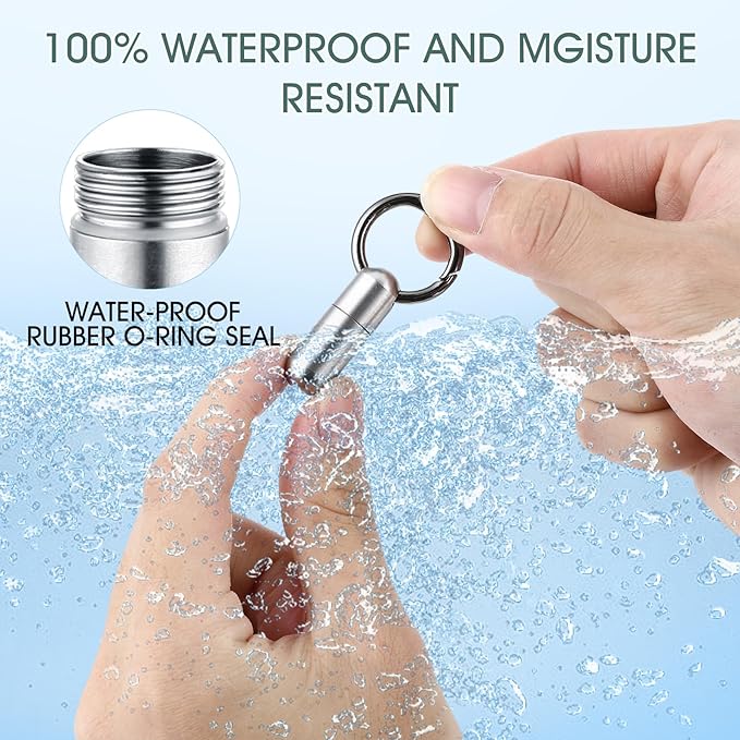 2 PCS Small Pill Case Micro Keychain Pill Holder Portable Waterproof Container Tiny Pocket Medicine Organizer with Keyring for Travel Purse Pocket Handbag Outdoor