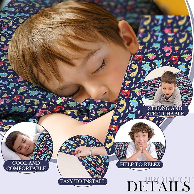 Sensory Sheet Bed Sheet for Kids Adults Toddler Dinosaur Blanket, Twin Size Breathable Stretchy Comfortable Sleeping Bedding Christmas Compression Sheets for Kids Twin