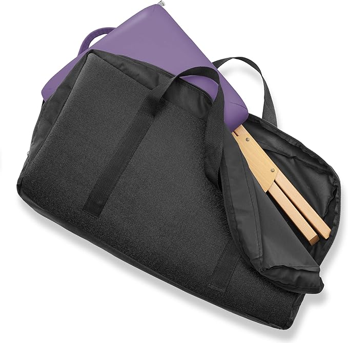 Saloniture Wood Folding Massage Stool with Carrying Case, Lavender