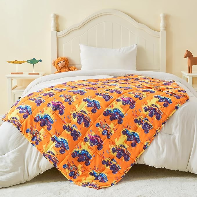 yescool Truck Car Weighted Blanket 5 Pounds Cooling Weighted Lap Blanket, Heavy Blanket for Sleeping, Breathable Weighted Throw Blanket Gifts for 40-60lbs, 36"x48"