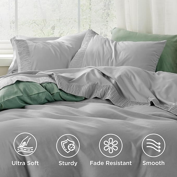 Bedsure Full Size Bed Sheets - 4 Pieces Soft Full Sheet Set - Breathable & Cooling - Hotel Luxury - Easy Care Polyester Microfiber Bedding for Women, Men, Grey