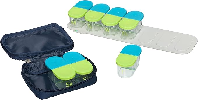 Sagely Navy Weekend Travel Portable Medicine Pouch Pill Bag for 3 Sagely Smart XL Weekly Pill Organizer Pods