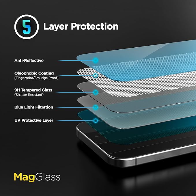 magglass Blue-Light Blocking Screen Protector for iPhone 16e Tempered Glass with Bluelight Filter (Easy Applicator Included)