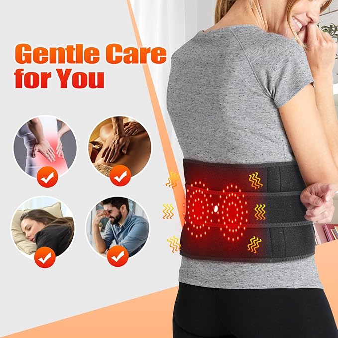 Electric Heating Massage Pad for Back, XL Heated Waist Belt Wrap with 3 Fast Heating and Vibration Massage Modes, FSA Eligible, 5000mAh Battery Operated Heat Pad for Back, Waist, Lumbar, Abdomen