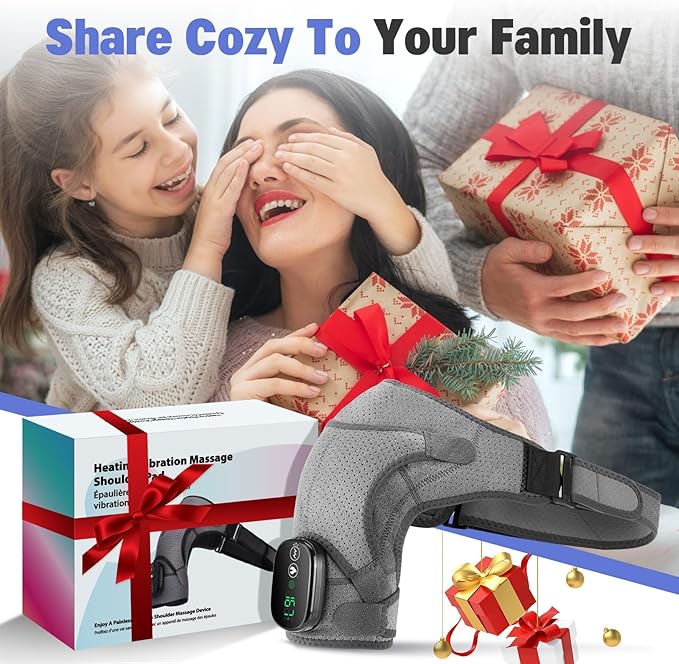 Cordless Shoulder Heating Pad with Massage, Heated Shoulder Wrap for Pain Relief, Heated Shoulder Brace Massager for Frozen Shoulder Deep Tissue