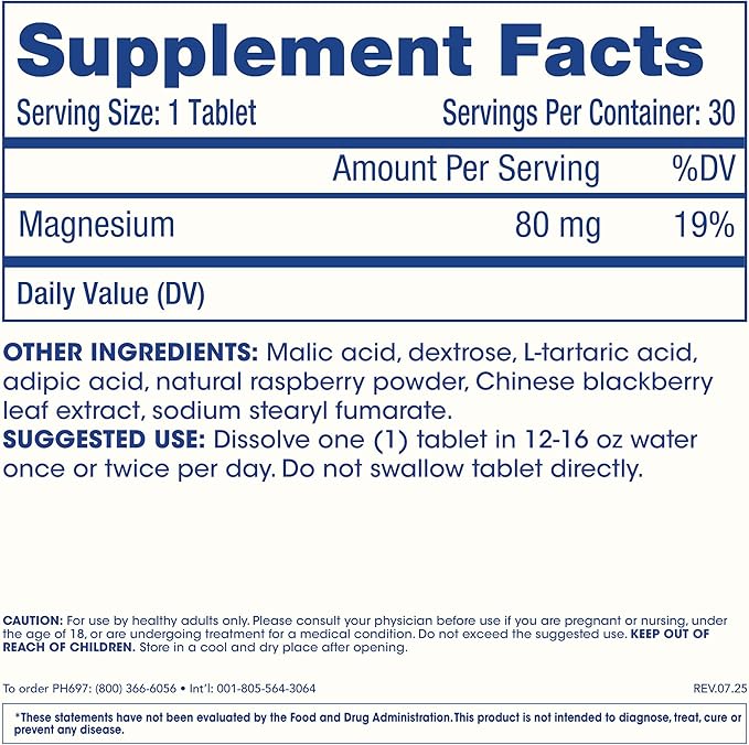 ProHealth Molecular Hydrogen Longevity Water Tablets Natural Raspberry Flavor | Clinically Studied | Third-Party Tested | 80 mg, 30 Tablets