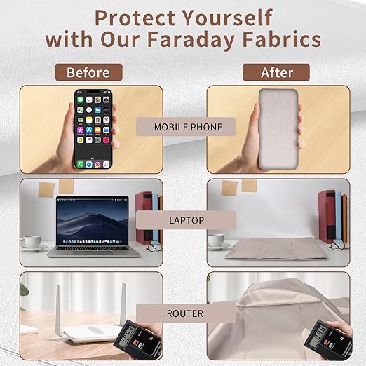 Faraday Fabric，(43"W × 236"L Fabric + 780"L Tape，Faraday Fabric EMP Proof Military Grade，Faraday Cloth can Block Cellular Signals,WiFi, Bluetooth, GPS, and RF Signals…