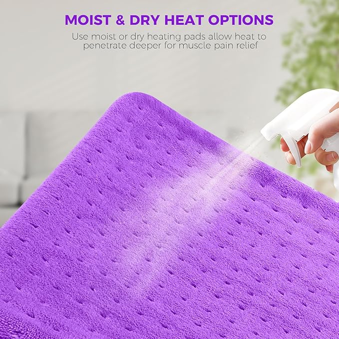 NOWWISH Heating Pad for Back Pain Relief & Period Cramps, 12x24 Inches Electric Heating Pad with 10 Heat Settings, Timer and Auto Shut-Off, Machine Washable, Mothers Day Gifts for Mom Women, Purple