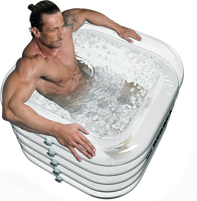 Inflatable Ice Bath Tub -Large Clear See Through -Ice Plunge Tub for Cold Water Therapy - Portable Cold Plunge Tub - Indoor & Outdoor - Inflatable Tub for Adults - Ice Tub for Athletes
