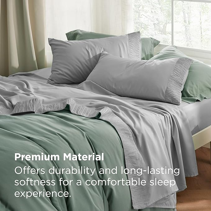 Bedsure Twin Sheets Set - 3 Pieces Soft Twin Bed Sheets - Breathable & Cooling - Hotel Luxury - Easy Care Polyester Microfiber Bedding for Women, Men, Grey