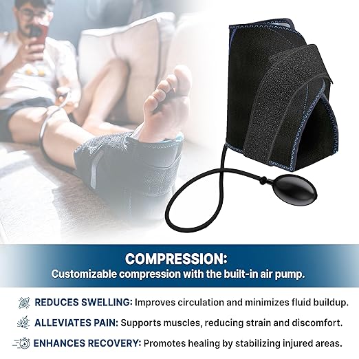 Koprez Foot CryoPump | Reusable Foot Ice Pack Wrap for Ankle, Heel, and Achilles Tendon Pain Relief | Universal Fit with Adjustable Compression Pump | Foot Ice Wrap for Athletes and Active Individuals