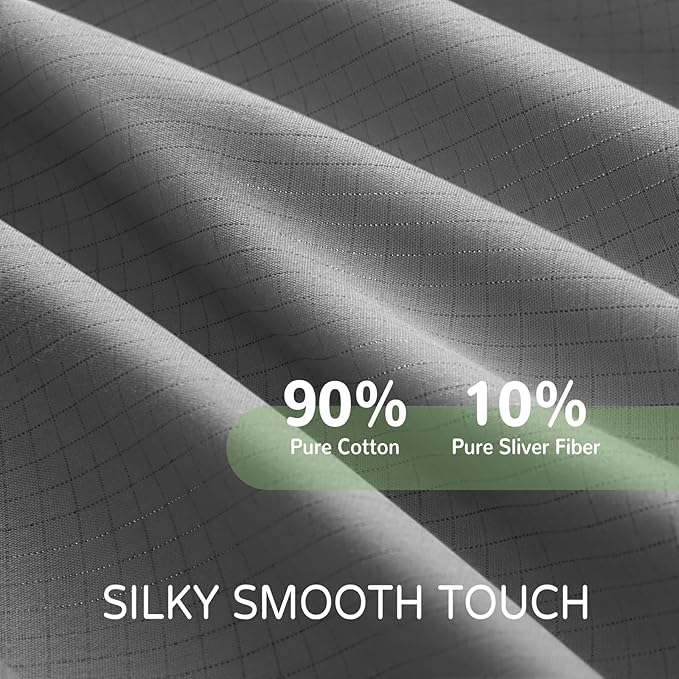 Grounding Sheet Full Size-90% Organic Cotton & 10% Silver Fiber, Deep Pocket 18" Design, Soft & Conductive, for Better Sleep & Stress Relief Earth Grounf Bedding(Grey,54"x75"x18")