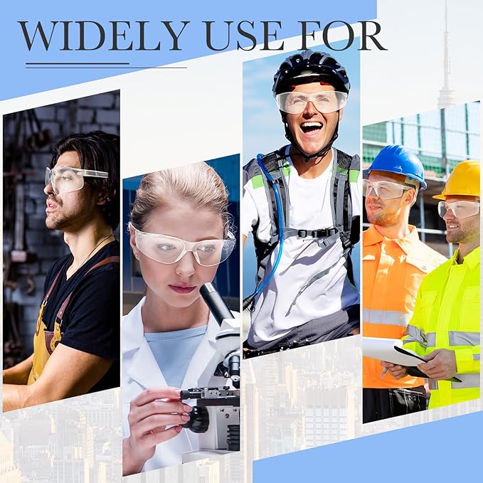 Queekay 12 Pack Safety Glasses Bulk Impact UV Scratch Glasses Protective Eyewear for Men Women Adolescents Eye Protection for Work Lab Construction Science (Clear)