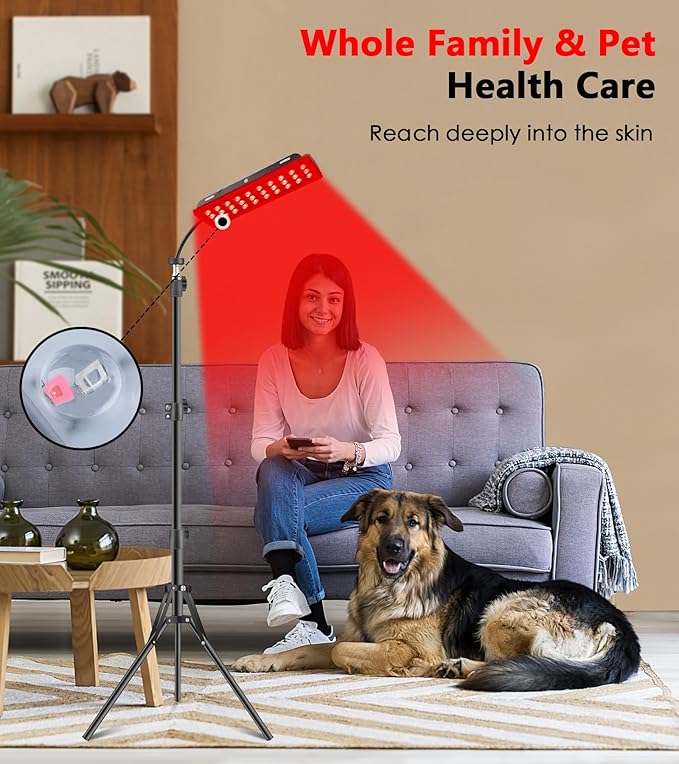 Red Light Therapy Lamp, Infrared Light Therapy with Stand - 660nm Redlight and 850nm Near Infrared Light Device for Body Pain Relief Skin Care