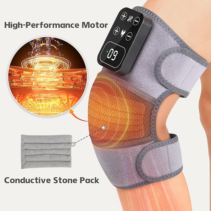 H&B Luxuries Heated Knee Massager 1 Pack – Cordless Knee Heating Pads with Vibration Massage, Pain Relief, Arthritis & Muscle Recovery