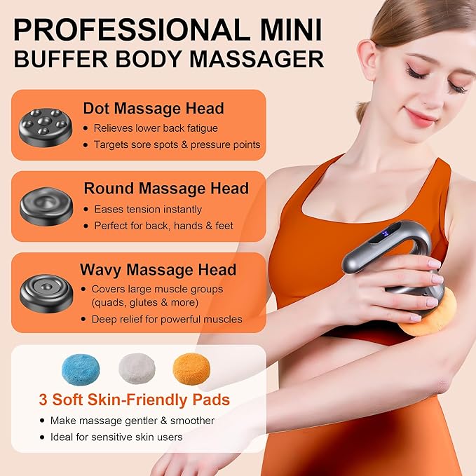 Massage Gun -Handheld Muscle Massager Tools, Back and Neck Massager for Pain Relief Deep Tissue, 5 Speeds & 3 Massage Heads - Gifts for Women, Father, Mother, Friends，Sisters