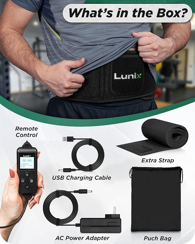 Lunix LX16 Red Light Therapy Belt, Near Infrared Light and Red Light Therapy to Improve Circulation, Relax Muscles, Black