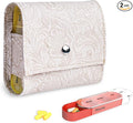 Pill Organizer,LIZIMANDU Weekly Travel Pill Case Box Medication Reminder Daily AM PM, Day Night 7 Compartments,for 4 Times A Day, 7 Days a Week-Includes Leather PU Carrying Case(1-Carved White)