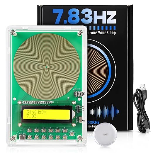 0.01Hz-200kHz Adjustable Frequency Generator for Healing Schumann Sine Waves Resonance Generator 7.83Hz Ultra Low Frequency Generator Resonator with Acrylic Case