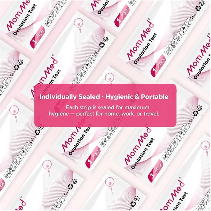 MomMed Ovulation Test Strips, 50 LH Ovulation Predictor Kit with 50 Collection Cups, Accurately Track Ovulation Test, High Sensitivity Result for Women Home Testing