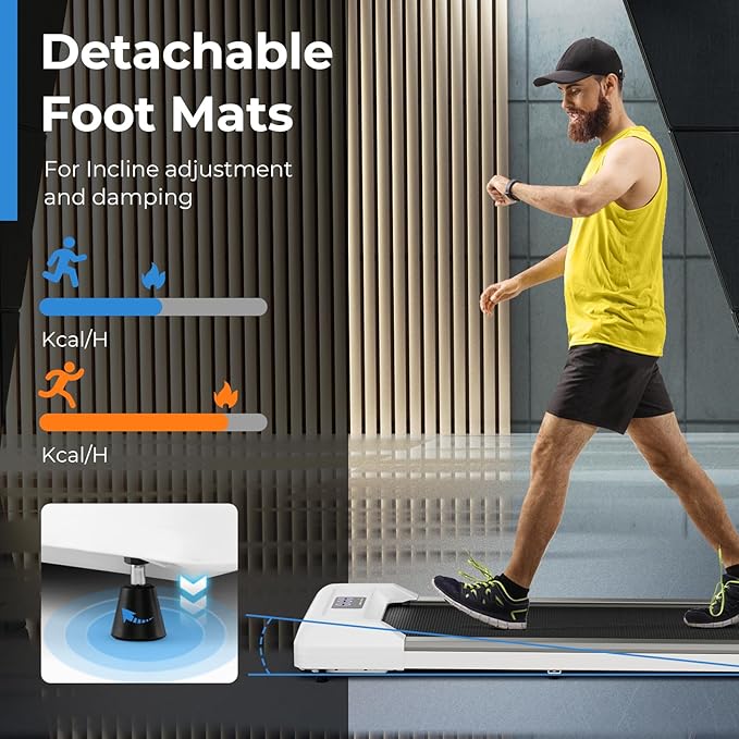 GYMAX Walking Pad, 2.25HP Under Desk Treadmill with LED Display, Remote Control & 7-Layer Belt, Compact Portable Jogging Running Machine for Home Office Small Space