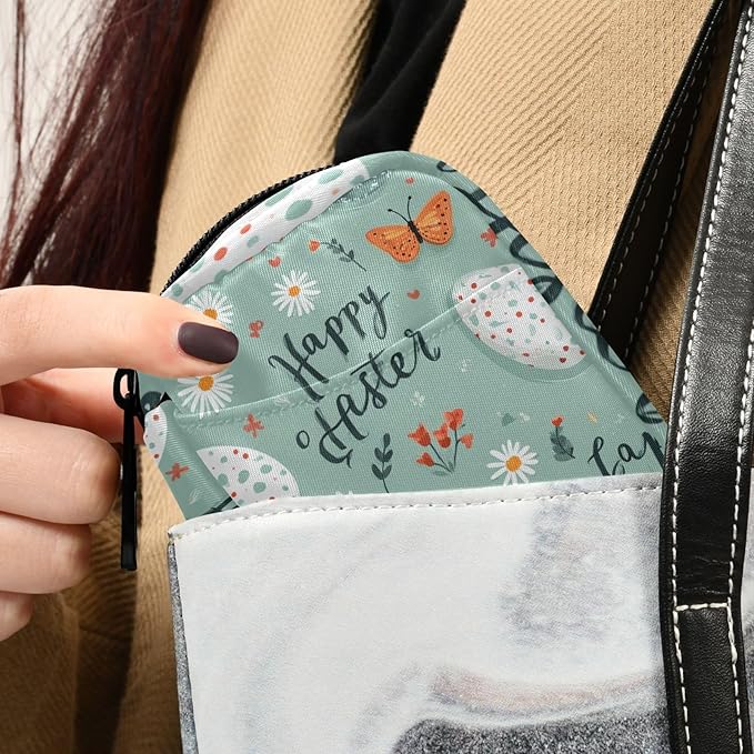 Teal Egg Daisy Easter Travel Pill Organizer Case Box Container Weekly Portable Vitamin Medicine Holder Storage Bag with Zipper Removable