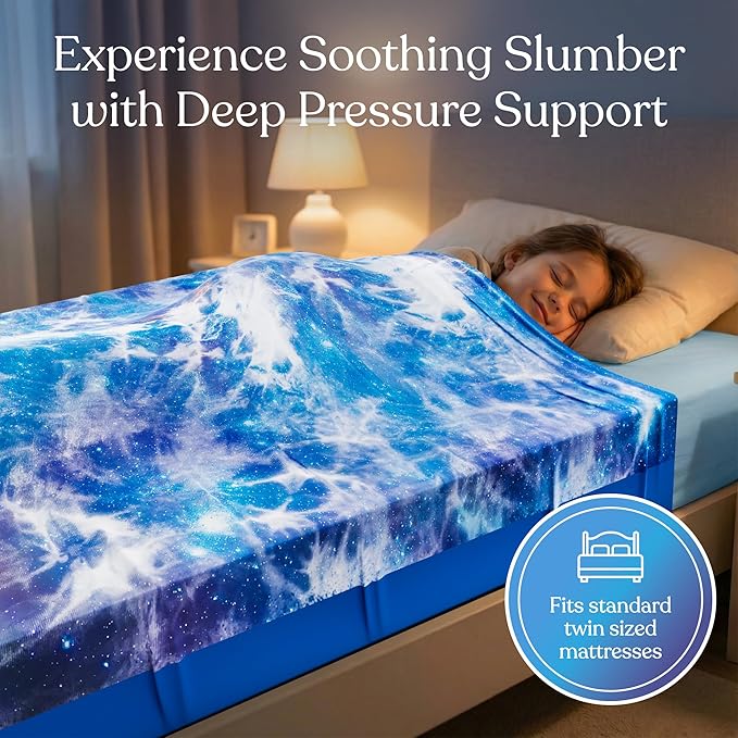 Deep Pressure Sensory Bed Sheet – Queen Sensory Compression Sheet Breathable Sleep Pod Blanket for Better Sleep Support – Calming Compression Blankets for Kids and Adults Starlight Sky