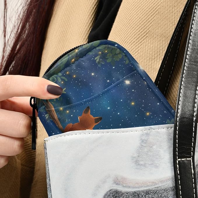 Cute Cartoon Fox Medication Organizer Bag Travel Size Full-Print Zippered Pill Case with Compartments for Handbags Backpacks & More