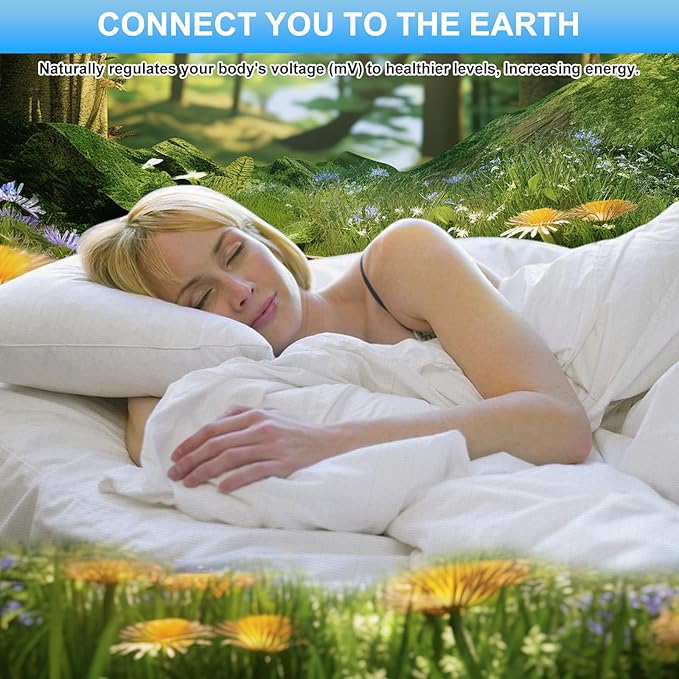 Grounding Sheets for Earthing Queen Size, Fitted Earthing Sheets Grounding Fitted Sheet for Improving Sleep, Better Working and Help with Anxiety, Organic Cotton & Silver Fiber, White