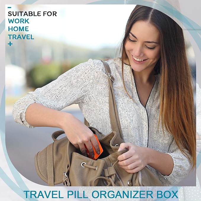 Mumufy 56 Pcs Travel Pill Organizer Bulk 10 Compartments Pocket Portable Pill Case Daily Box Dispenser for Vitamin Fish Oil Compartments Different Medicines, 8 Colors