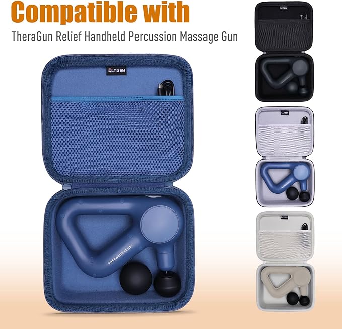 LTGEM Massage Case Compatible with TheraGun Relief Handheld Percussion Massage Gun/Neck/Back/Leg/Shoulder Massage Gun - Travel Protective Carrying Storage Bag, Khaki(Case Only)