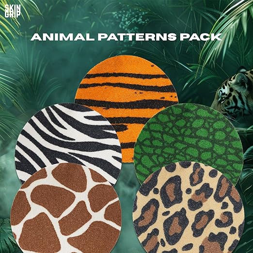 Skin Grip Adhesive Patches for Dexcom G7 & Stelo CGM – Waterproof & Sweatproof Cover for Continuous Glucose Monitor Sensor, Stays Secure for 10-15 Days – 10 Pack, (Animal Prints)