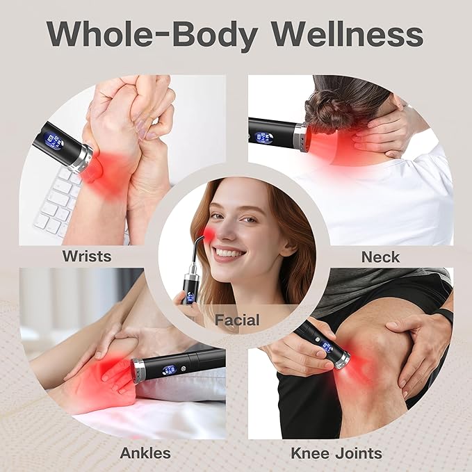 Red Light Therapy Device - Cold Sore Treatment Near Infrared Light Therapy Wand for Body Joints & Muscles Wellness Support Pain Relief 2 in 1 Design with LCD Display