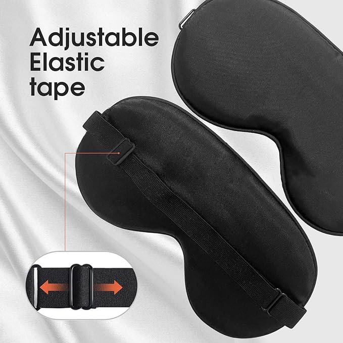 Sleep Mask, 4 Silk Dark Eye Mask for Sleeping High Light Blocking, Beauty Light-Blocking Eye Mask with Adjustable Strap, Smooth Soft Eye Mask for Women Men