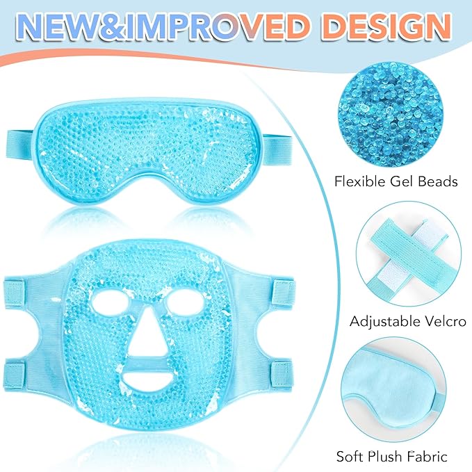 XPCARE Colding Ice Face Mask and Cooling Eye Mask for Puffy Eyes & Migraine Relief, Gel Eye Mask, Cool Face Masks for Dark Circles, Eye Surgery, Sleeping, Pressure, Headaches, Skin Care
