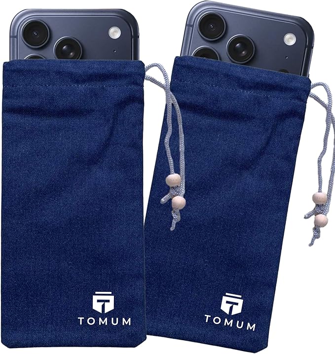 TOMUM EMF Shield Sleeve for Cell Phone - EMF Protection Smartphone Pouch - Anti EMP Bag - Signal Reducing Case for Radiation EMP 5G RFID Blue (2 Pack)